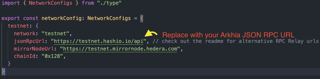 

<p>src/config/network.ts is where you can update the JSON RPC Relay URL</p>
<p>“/><figcaption class=