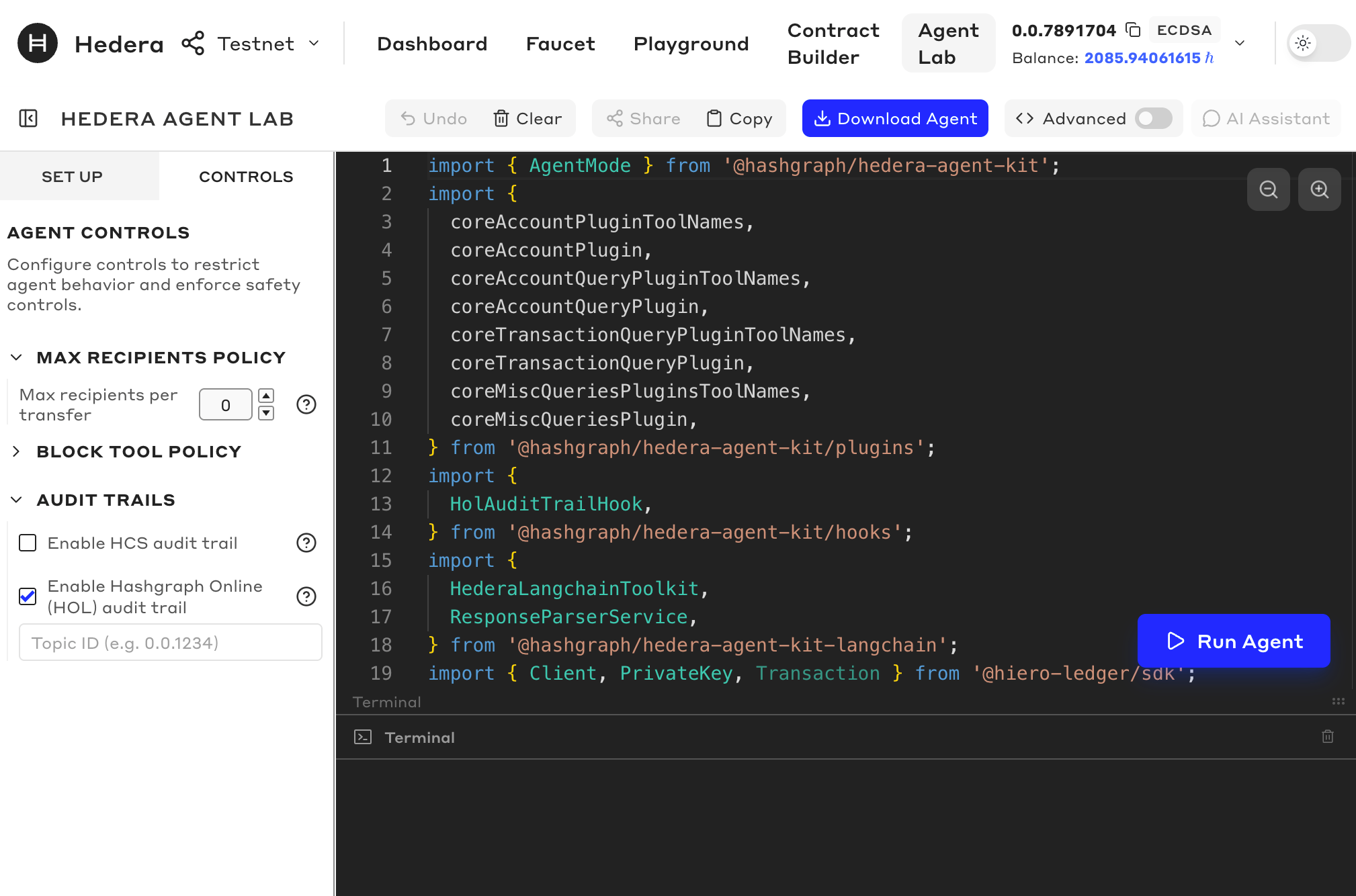 The Agent Lab provides some example policies that you can integrate into the agent you prototype in the Agent Lab
